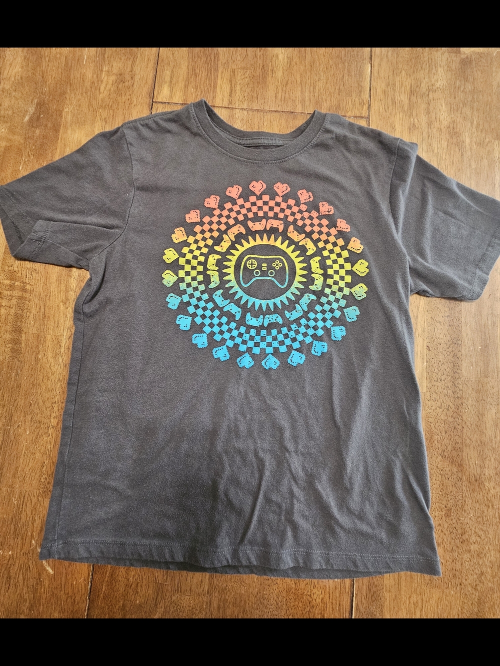 wonder nation Black Tee with Rainbow Gamer Graphic